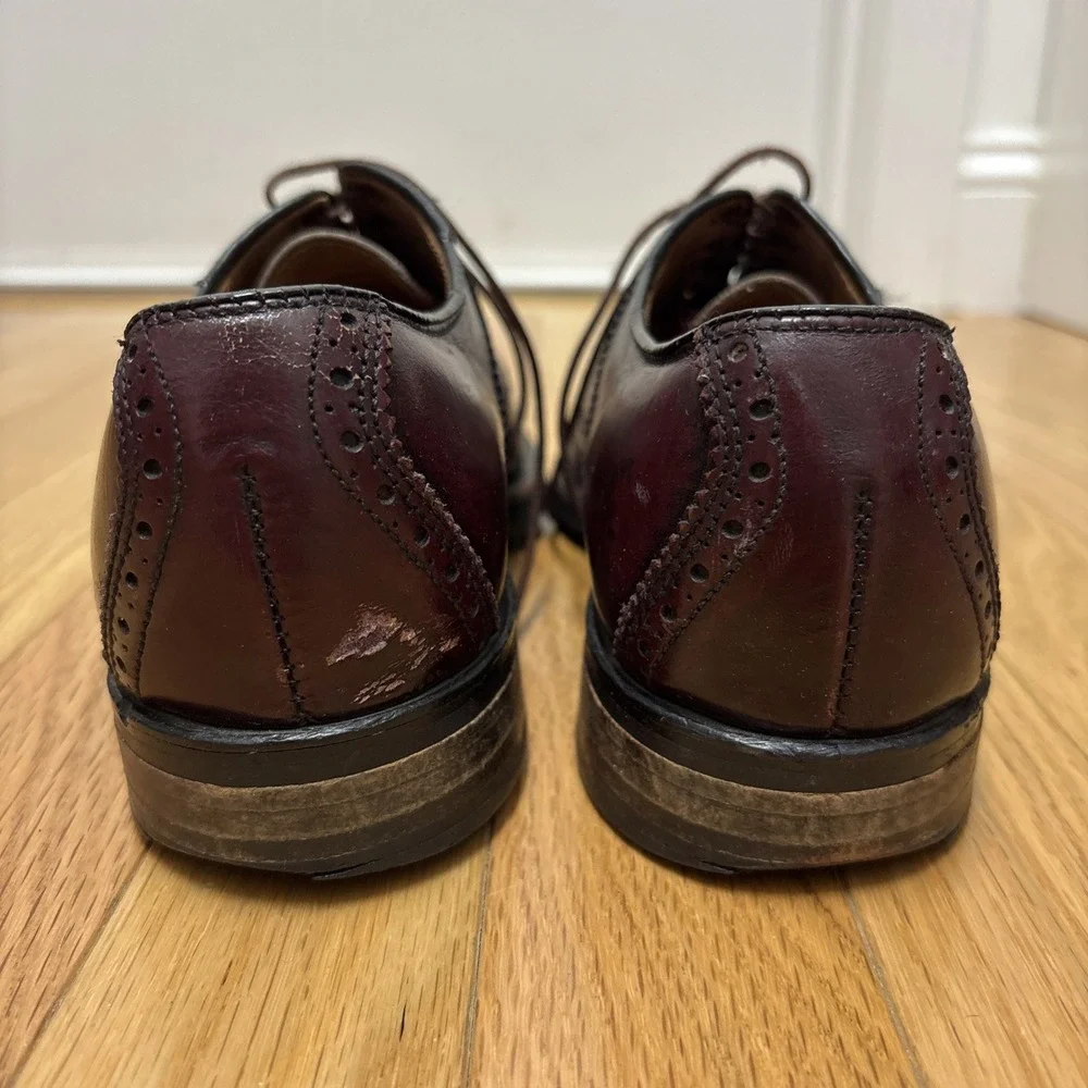 L.L. Bean Mens Saddle Shoes Burgundy Leather Plain Toe Dress‎ Oxfords Size 8